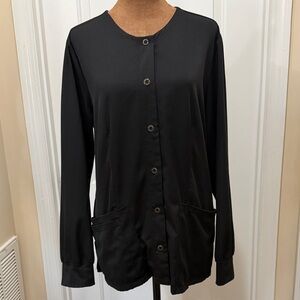 HH Works “ Megan” Black Scrub Jacket Stretch Fabric Snap up Buttons